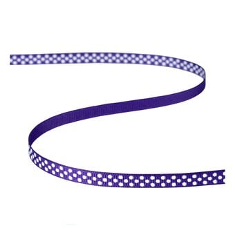 Purple Grosgrain Polka Dot Ribbon 6mm x 5m