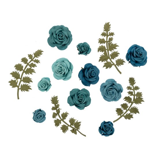 Handmade Aqua Whitny Flowers 14 Pack image number 1