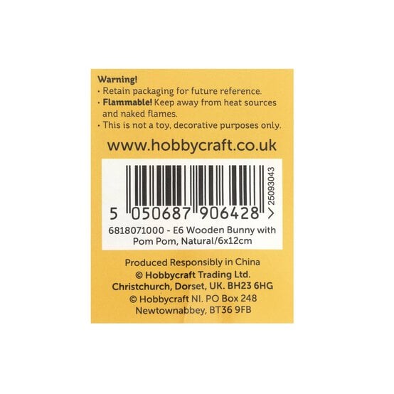 Wooden Bunny with Pom Pom 12cm image number 4