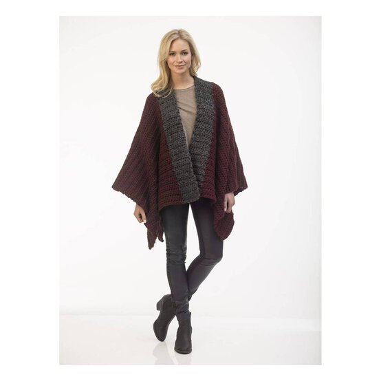 FREE PATTERN Lion Brand Thick and Quick Carrington Poncho L50247 image number 1
