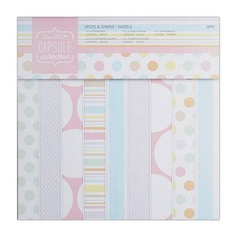 Papermania Pastel Spots and Stripe Paper Pad 12 x 12 Inches 18 Sheets