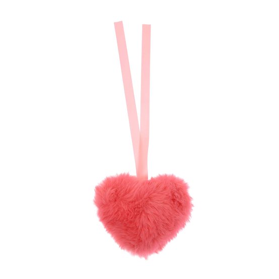 Pink Faux Fur Heart Pom 9cm  image number 3