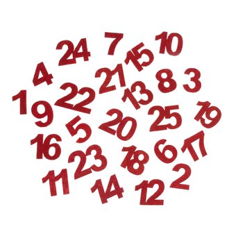 Red Adhesive Felt Advent Numbers 25 Pack