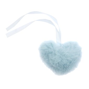 Pale Blue Faux Fur Heart Pom 9cm
