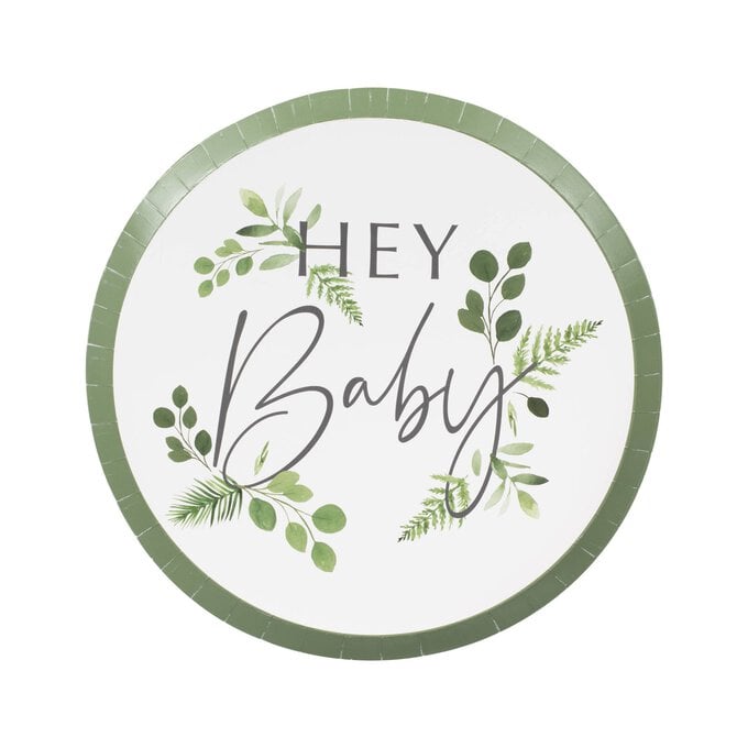 Ginger Ray Hey Baby Paper Plates 8 Pack image number 1