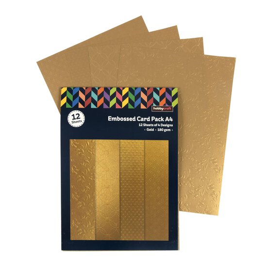 Embossed Gold Card Pack A4 12 Sheets  image number 1