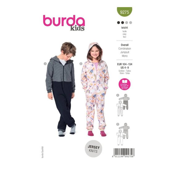 Burda Children's Jumpsuit Sewing Pattern 9275 (EUR 104-134) image number 1