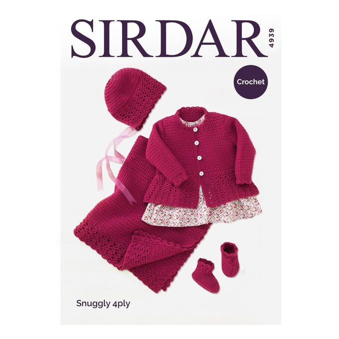Sirdar Snuggly 4 Ply Coat Hat Bootees and Blanket Pattern 4939 image number 1