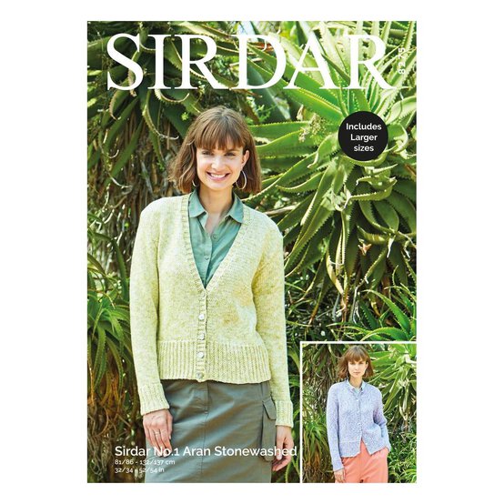Sirdar No.1 Aran Stonewashed Cardigans Digital Pattern 8275 image number 1