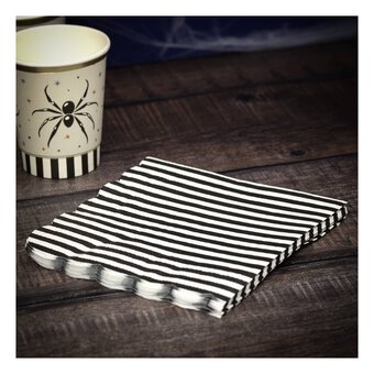 Black and White Striped Napkins 12 Pack 