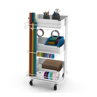 White and Coral Storage Trolley and Accessories Bundle image number 2
