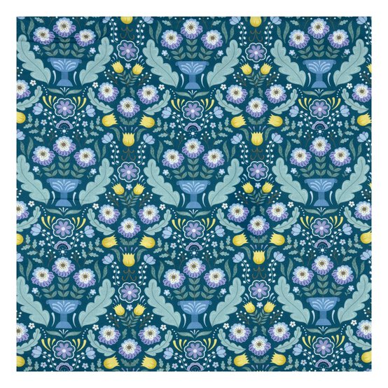 Teal Twilight Floral Cotton Fabric by the Metre image number 2