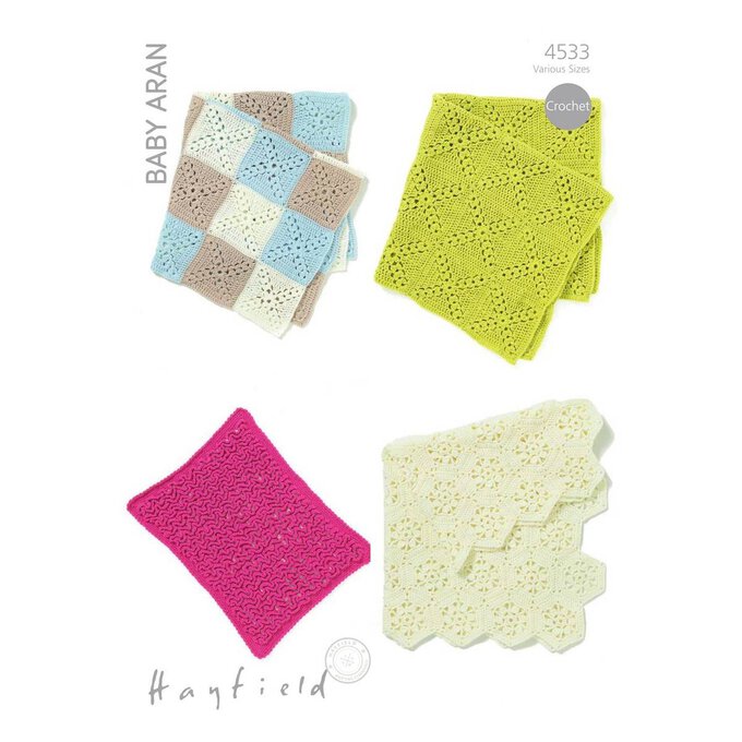 Hayfield Baby Aran Crochet Squares Digital Pattern 4533 image number 1
