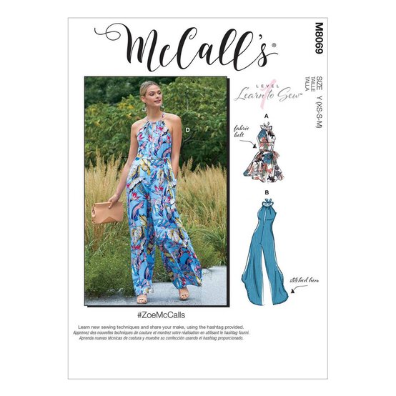 McCall&rsquo;s Women's Jumpsuit Sewing Pattern L-XL M8069 image number 1