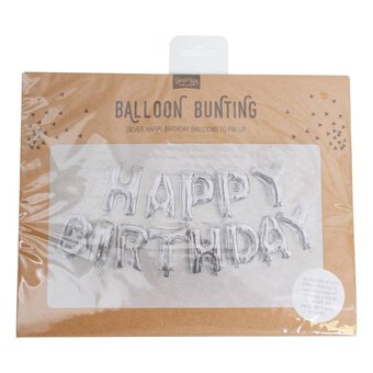 Silver Happy Birthday Balloon Bunting 1.5 m image number 2