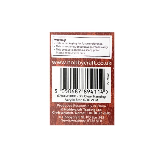 Hanging Acrylic Star Decoration 10cm  image number 2