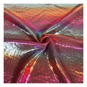 Pink Rainbow Foil Fabric by the Metre