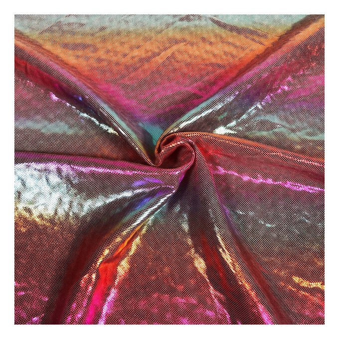 Pink Rainbow Foil Fabric by the Metre image number 1
