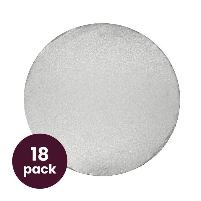 Silver Round Double Thick Card Cake Board 8 Inch 18 Pack Bundle image number 1