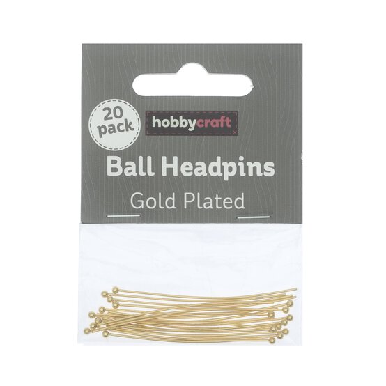 Gold Plated Ball Headpins 50mm 20 Pack image number 1