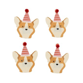 Party Corgi Card Toppers 4 Pack