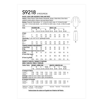 Simplicity Kids’ Sleepwear Sewing Pattern S9218 (S-XL)