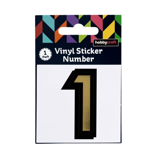 Black and Gold Vinyl Number 1 Sticker 5cm image number 5