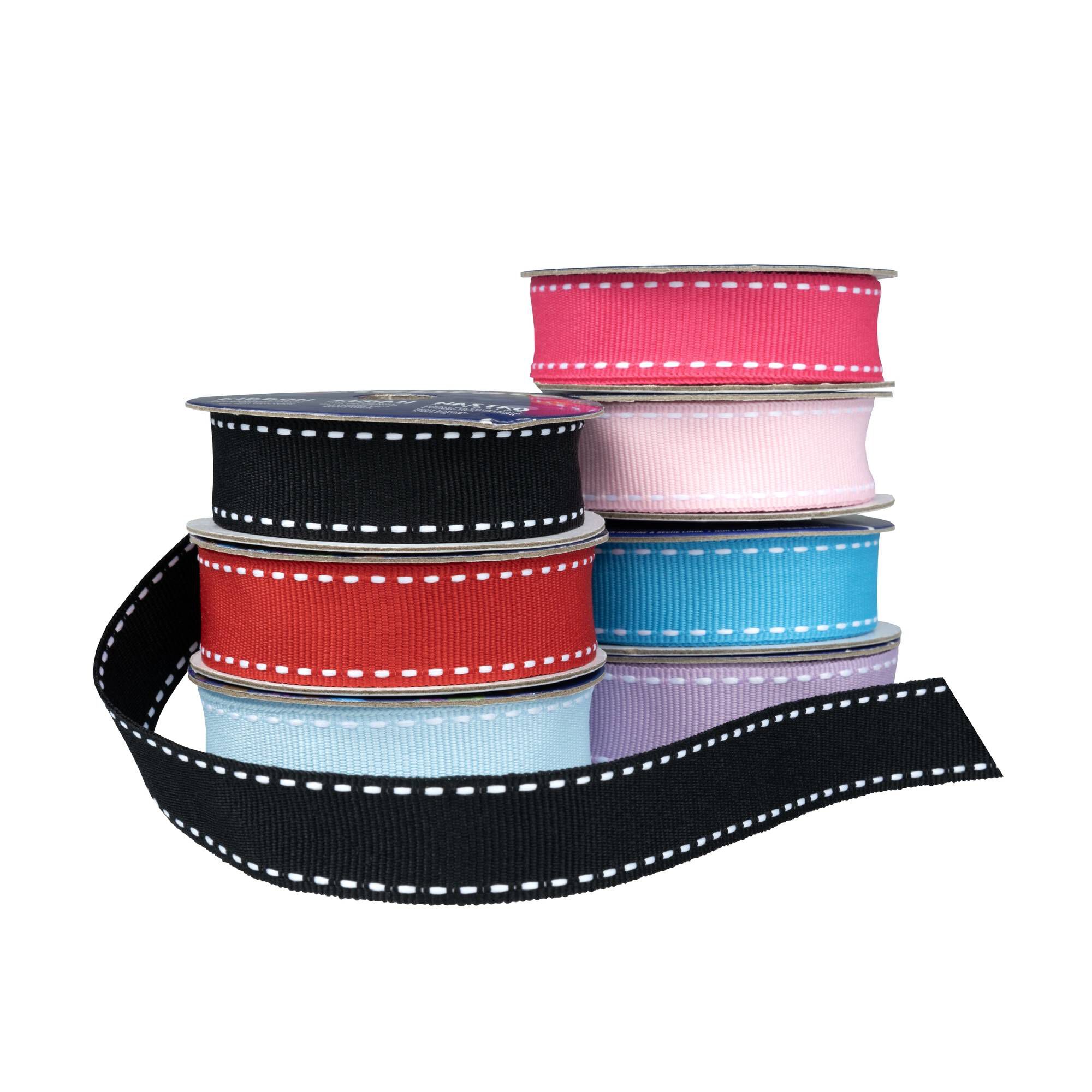 Black Grosgrain Running Stitch Ribbon 15mm x 4m | Hobbycraft