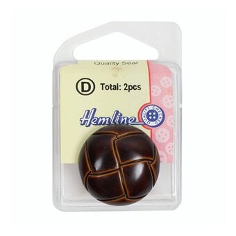Hemline Brown Novelty Round Shank Button 2 Pack