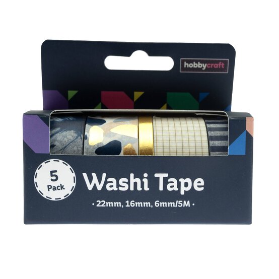 Blue Abstract Washi Tape 5m 5 Pack image number 5