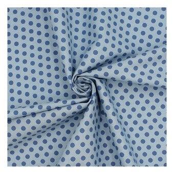 Denim Blue Medium Dot Cotton Fabric by the Metre