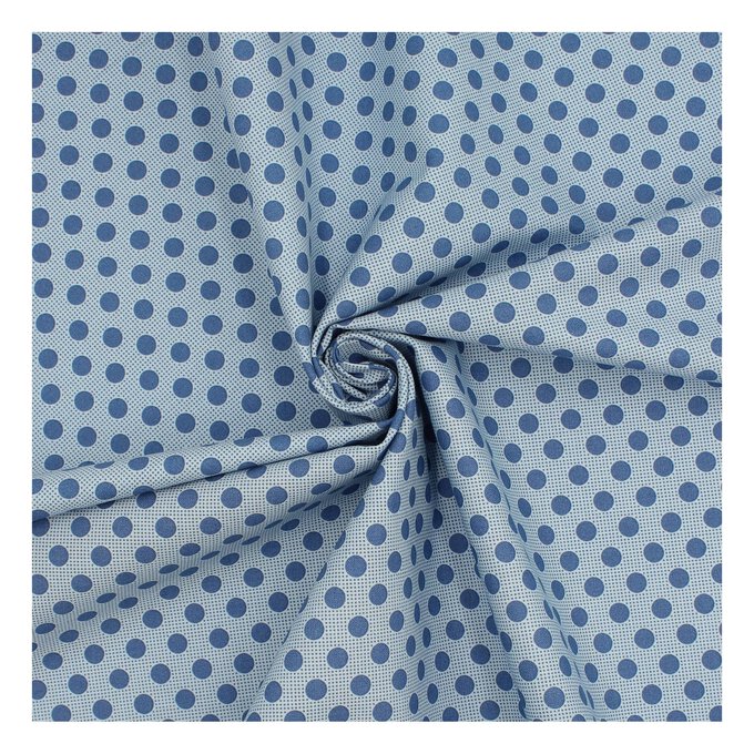Denim Blue Medium Dot Cotton Fabric by the Metre image number 1