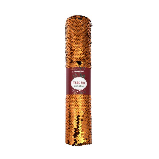 Orange and Black Sequin Fabric Roll 28cm x 2m  image number 4