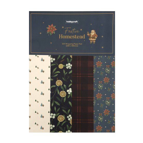 Festive Homestead Gift Wrapping Paper Pad 12 Sheets image number 4