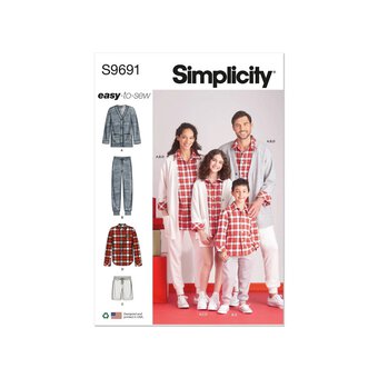 Simplicity Unisex Sleepwear  Sewing Pattern S9691 (BB XS-XL)
