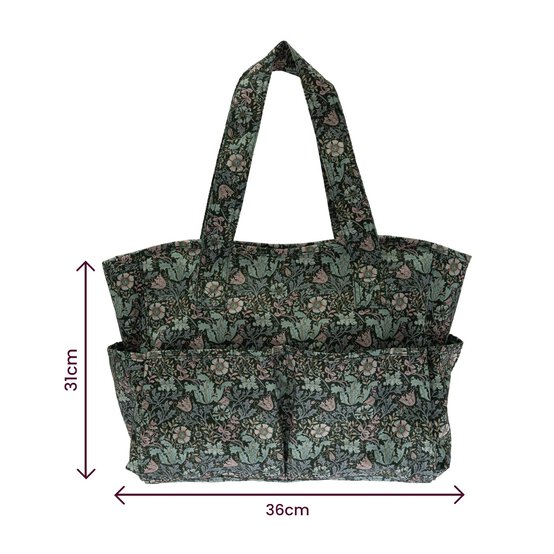 Floral Wood Block Craft Bag with Pockets image number 4