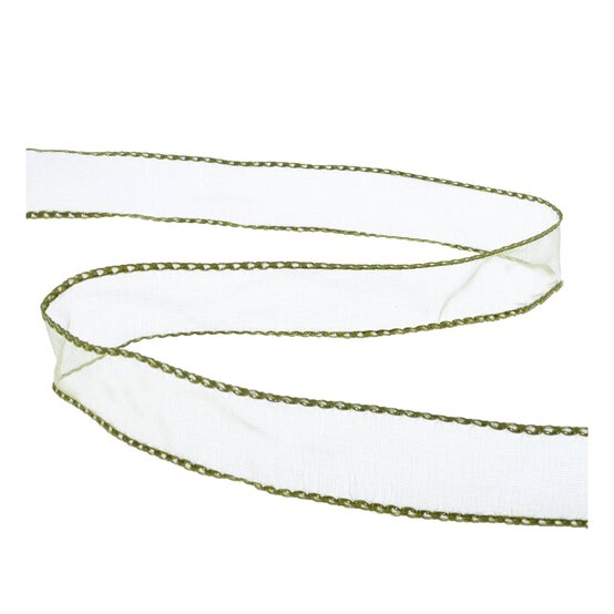 Green Wire Edge Organza Ribbon 25mm x 3m image number 1