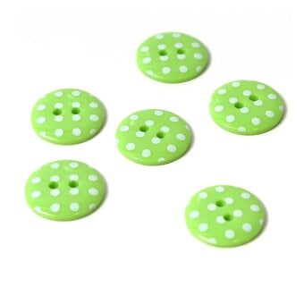Hemline Light Green Novelty Spotty Button 6 Pack