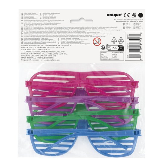 Neon Shutter Glasses 4 Pack image number 7