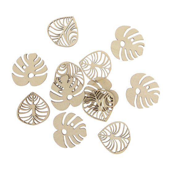 Palm Leaf Wooden Toppers 12 Pack image number 1