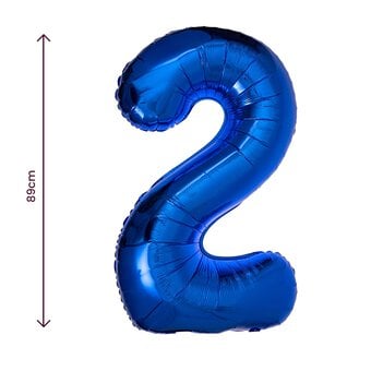 Extra Large Blue Foil Number 2 Balloon