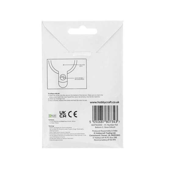 Silver Foil Number 5 Balloon image number 4