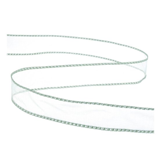 Pale Blue Wire Edge Organza Ribbon 25mm x 3m image number 1