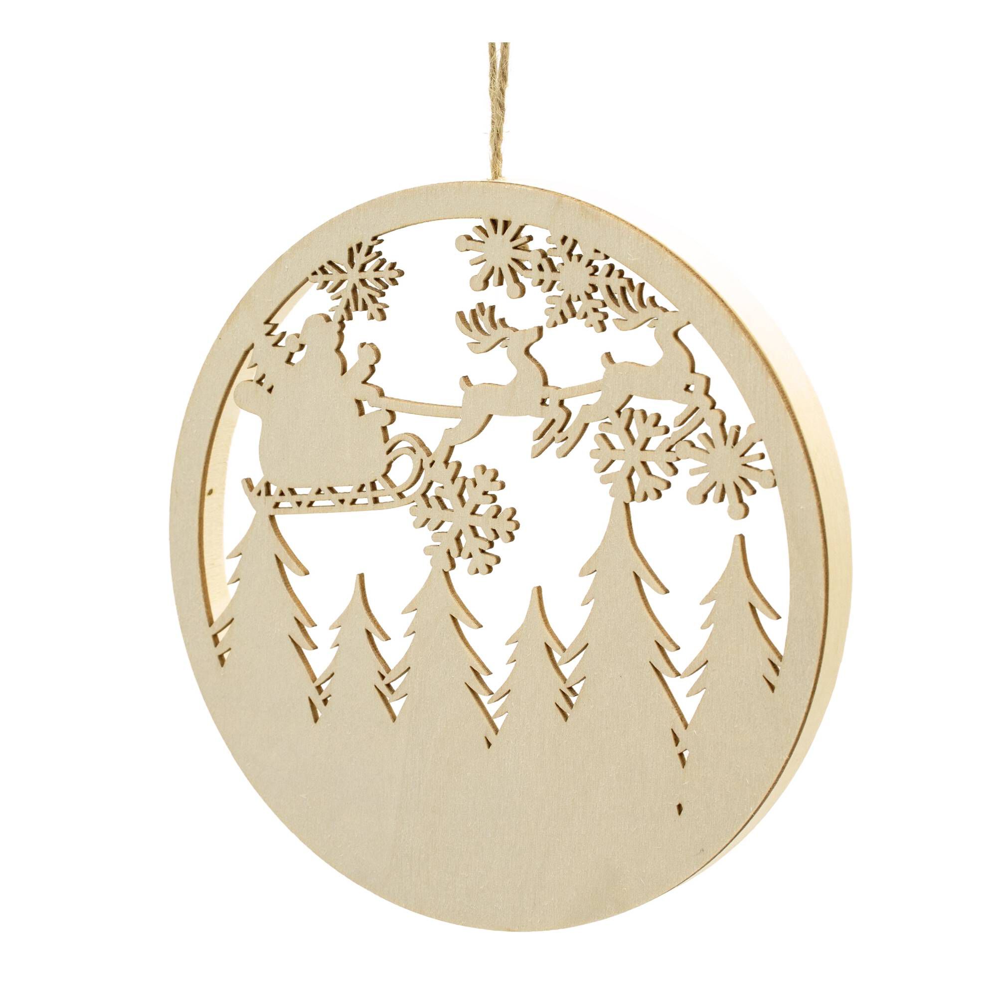 Wooden Sleigh and Reindeer Hanging Decoration 15cm Hobbycraft