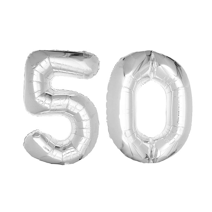 Extra Large Silver Foil 50 Balloon Bundle image number 1