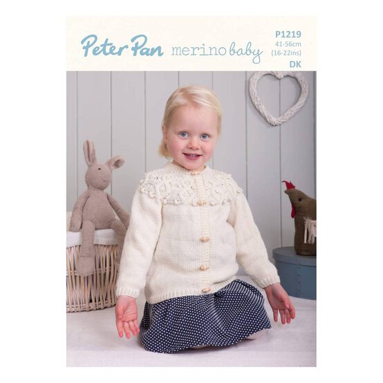 Peter Pan Baby Merino Knitted Yoked Cardigan Digital Pattern P1219 image number 1