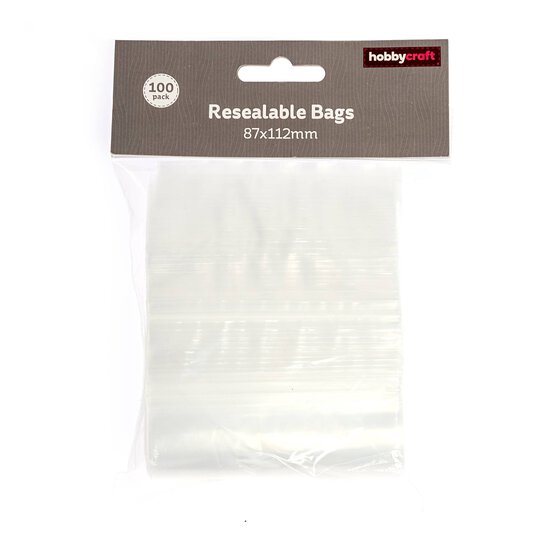 Clear Resealable Bags 87mm x 112mm 100 Pack image number 1