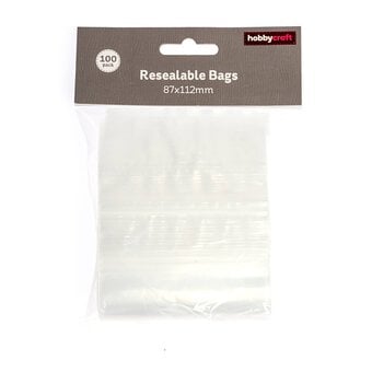 Clear Resealable Bags 87mm x 112mm 100 Pack