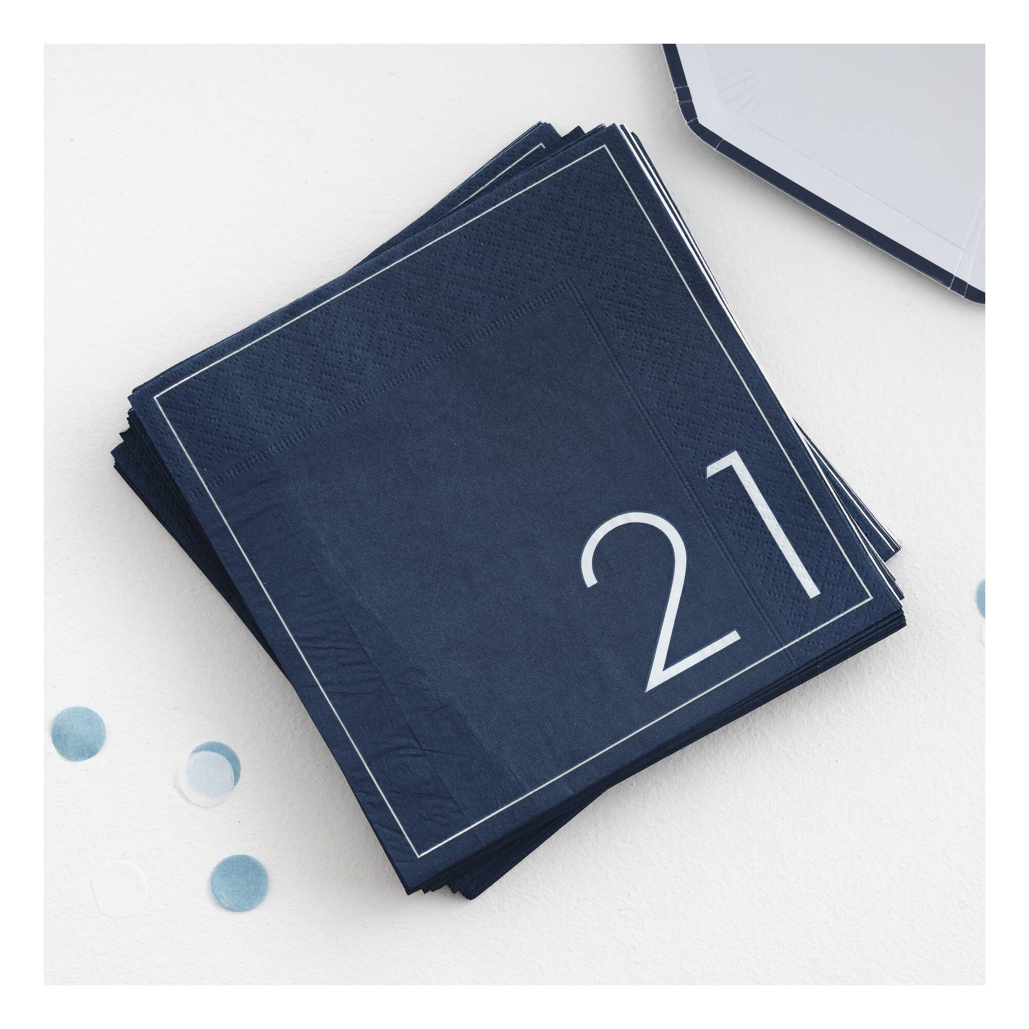 Ginger Ray Navy 21st Birthday Napkins 16 Pack Hobbycraft