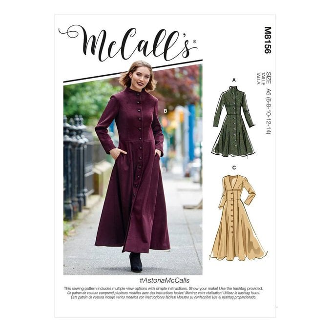 McCall’s Astoria Coats Sewing Pattern M8156 (6-14) image number 1